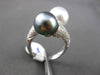 ESTATE LARGE .98CT DIAMOND & AAA MULTI PEARL 18KT WHITE GOLD DOUBLE LOVE RING