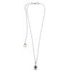 ESTATE .72CT DIAMOND & AAA RUBY 18KT WHITE GOLD MILGRAIN TEAR DROP LOVE NECKLACE