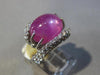 ESTATE EXTRA LARGE 15.0CT DIAMOND & AAA STAR RUBY 18KT WHITE GOLD 3D LOVE RING