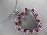 ESTATE LARGE 2.26CT DIAMOND & AAA RUBY 14KT WHITE GOLD OPEN HEART PENDANT #12165