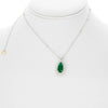 LARGE 3.94CT DIAMOND & AAA EMERALD 18KT 2 TONE GOLD TEAR DROP HALO LOVE NECKLACE