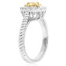 ESTATE .67CT WHITE & FANCY DIAMOND 18KT 2 TONE GOLD 3D OVAL HALO ENGAGEMENT RING