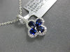 ESTATE .88CT DIAMOND & AAA SAPPHIRE 18K WHITE GOLD 3D CLOVER FLOWER LOVE PENDANT