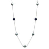4CT SAPPHIRE KYANITE & TAHITIAN PEARL 14KT BLACK GOLD BY THE YARD PAVE NECKLACE