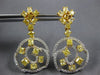 ESTATE LARGE 6.48CT WHITE & FANCY YELLOW DIAMOND 18KT TWO TONE GOLD 3D EARRINGS