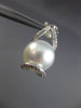 ESTATE LARGE .4CT DIAMOND & AAA SOUTH SEA PEARLS 18K WHITE GOLD HANGING EARRINGS