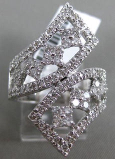 ESTATE LARGE 1.25CT DIAMOND 14KT WHITE GOLD 3D FLOWER CRISS CROSS SNAKE FUN RING