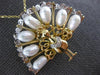 ANTIQUE .05CT DIAMOND & PEARL 14KT TWO TONE GOLD PEACOCK BIRD PIN PENDANT #20841