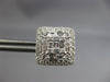 ESTATE LARGE 1.52CT ROUND & BAGUETTE DIAMOND 18K WHITE GOLD SQUARE STUD EARRINGS