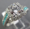 ESTATE 1.34CT DIAMOND & AAA PARAIBA 14K WHITE GOLD INFINITY HALO ENGAGEMENT RING