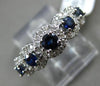 ESTATE .96CT DIAMOND & AAA SAPPHIRE 14KT WHITE GOLD 3D HALO CLASSIC 5 STONE RING