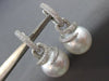ESTATE LARGE 1.6CT DIAMOND & AAA SOUTH SEA PEARL 18K WHITE GOLD HANGING EARRINGS