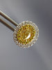 ESTATE 1.02CT WHITE & FANCY YELLOW DIAMOND 18KT 2 TONE GOLD DOUBLE HALO EARRINGS