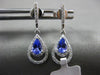 ESTATE .60CT DIAMOND & AAA TANZANITE 14KT WHITE GOLD TEAR DROP HANGING EARRINGS