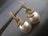 ESTATE LARGE 1.55CT DIAMOND & AAA SOUTH SEA PEARL 18K ROSE GOLD HANGING EARRINGS
