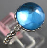 ESTATE 3.04CT DIAMOND & AAA CABOCHON BLUE TOPAZ 14KT WHITE GOLD 3 STONE FUN RING