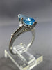 ESTATE 2.25CT DIAMOND & AAA BLUE TOPAZ 14K WHITE GOLD 3D 3 STONE ENGAGEMENT RING