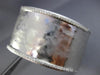 ESTATE WIDE .90CT DIAMOND 14KT WHITE GOLD HAMMERED FLEXIBLE CUFF BANGLE BRACELET