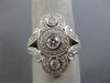 ESTATE LARGE .75CT DIAMOND 14KT WHITE GOLD 3D THREE STONE MILGRAIN FILIGREE RING