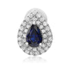 ESTATE 1.60CT DIAMOND & AAA SAPPHIRE 18K WHITE GOLD TEAR DROP HALO STUD EARRINGS