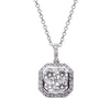 ESTATE .91CT ROUND DIAMOND 18KT WHITE GOLD 3D OCTAGON CLUSTER CIRCULAR PENDANT