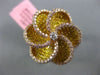ESTATE LARGE 2.94CT MULTI COLOR DIAMOND 18KT TRI COLOR GOLD 3D WAVE FLOWER RING