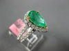 ESTATE 2.55CT DIAMOND & AAA EMERALD 18KT 2 TONE GOLD PEAR SHAPE ENGAGEMENT RING