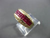 ESTATE WIDE 2.90CT DIAMOND & AAA SQUARE CUT RUBY 14KT YELLOW GOLD RING #23007