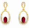 ESTATE .65CT DIAMOND & AAA RUBY 14K YELLOW GOLD 3D OVAL CLASSIC HANGING EARRINGS