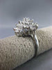 ESTATE LARGE 1.0CT DIAMOND 14KT WHITE GOLD 3D CLASSIC CLUSTER FLOWER LOVE RING