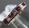 ESTATE 1.10CT DIAMOND & AAA RUBY 14K WHITE GOLD CLASSIC CHANNEL ANNIVERSARY RING