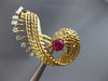 ANTIQUE LARGE 2.60CT DIAMOND & AAA RUBY 18K 2 TONE GOLD 3D LEAF CLIP ON EARRINGS