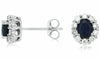 ESTATE 1.35CT DIAMOND & AAA SAPPHIRE 14K WHITE GOLD 3D OVAL FLOWER STUD EARRINGS