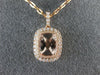 ESTATE 1.41CT DIAMOND 14K ROSE GOLD 3D CLASSIC CUSHION FILIGREE FLOATING PENDANT