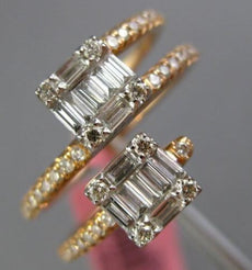 .59CT ROUND & BAGUETTE DIAMOND 18KT WHITE & ROSE GOLD 3D CRISS CROSS SQUARE RING