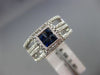 ESTATE 1.03CT ROUND & PRINCESS DIAMOND & AAA SAPPHIRE 14K WHITE GOLD SQUARE RING