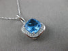ESTATE 1.88CT DIAMOND & AAA BLUE TOPAZ 14KT WHITE GOLD 3D SQUARE HALO PENDANT