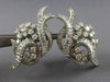 ANTIQUE EXTRA LARGE 7CT ROUND & BAGUETTE DIAMOND PLATINUM 3D FLOWER EARRINGS