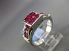 ESTATE WIDE 3.07CT DIAMOND & RUBY 18KT WHITE GOLD SQUARE FRIENDSHIP PROMISE RING