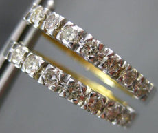 ESTATE LARGE .60CT DIAMOND 14KT 2 TONE GOLD CLASSIC HOOP HUGGIE EARRINGS #14065