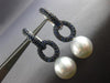 ESTATE LARGE 3.0CT AAA SAPPHIRE & AAA SOUTH SEA PEARL 18K WHITE GOLD 3D EARRINGS