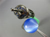 ESTATE LARGE 10.25CT AAA SAPPHIRE & BLUE AGATE 18KT BLACK GOLD ALADDIN LOVE RING