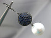 EXTRA LARGE 3.6CT AAA SAPPHIRE & SOUTH SEA PEARL 18K BLACK GOLD HANGING EARRINGS