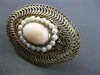ANTIQUE LARGE AAA PEARL & CORAL 14KT YELLOW GOLD 3D OVAL FLOATING PENDANT BROOCH