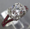 ESTATE 1.24CT DIAMOND & AAA RUBY 14KT WHITE GOLD 3D FLOWER HALO ENGAGEMENT RING