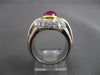 ANTIQUE LARGE 5.61CT DIAMOND & AAA CABOCHON RUBY PLATINUM 3D ENGAGEMENT RING
