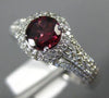 ESTATE 1.12CT DIAMOND & AAA ROUND RHODOLITE 14KT WHITE GOLD 3D ENGAGEMENT RING