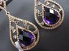 ESTATE 3.99CT DIAMOND & AAA EXTRA FACET AMETHYST 14KT ROSE GOLD 3D DROP EARRINGS