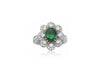 GIA CERTIFIED 2.45CT ROUND DIAMOND & AAA EMERALD 18KT 2 TONE GOLD 3D FLOWER RING