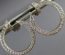 ESTATE .62CT DIAMOND 18KT WHITE GOLD 3D SIDEWAYS ROUND NAIL FUN HOOP EARRINGS